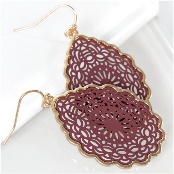 Jewelry - LAST PAIR! Wine Mandala Teardrop Earrings Jewelry - LAST PAIR! Wine Mandala Teardrop Earrings